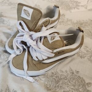 Women's Tan and White Vans